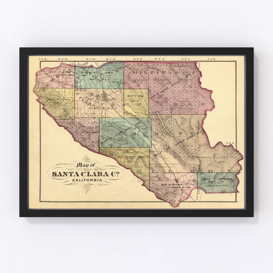 Vintage Map of Santa Clara County, California 1876