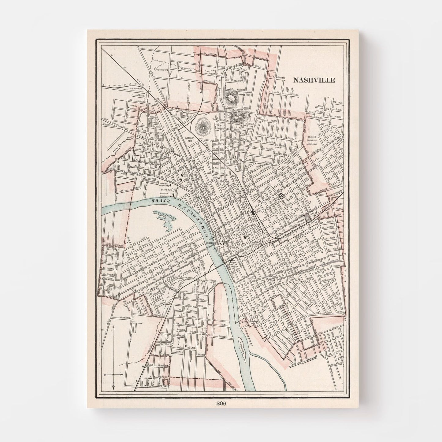 Vintage Map of Nashville, Tennessee 1901