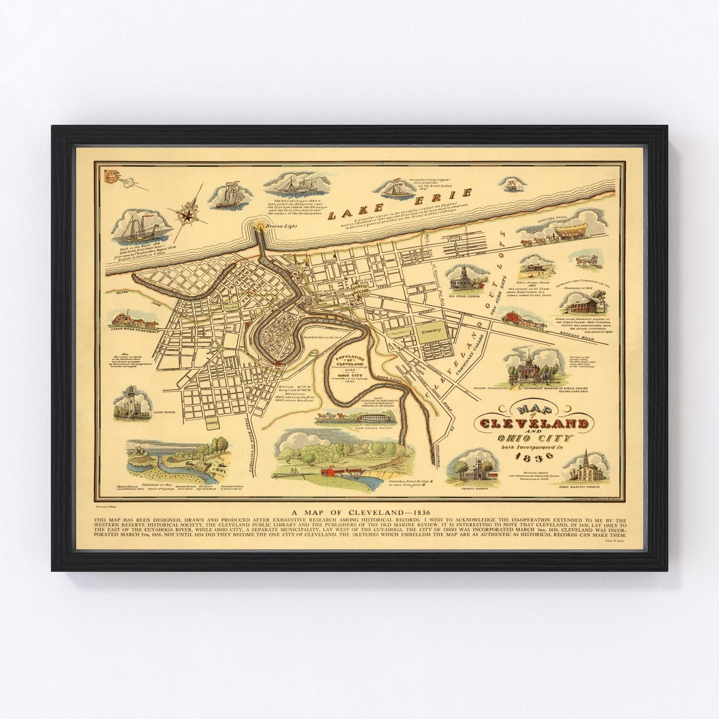 Vintage Map of Cleveland, Ohio 1937