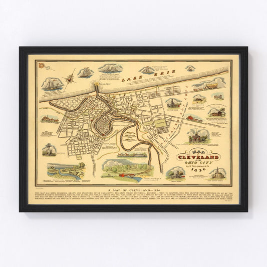 Vintage Map of Cleveland, Ohio 1937