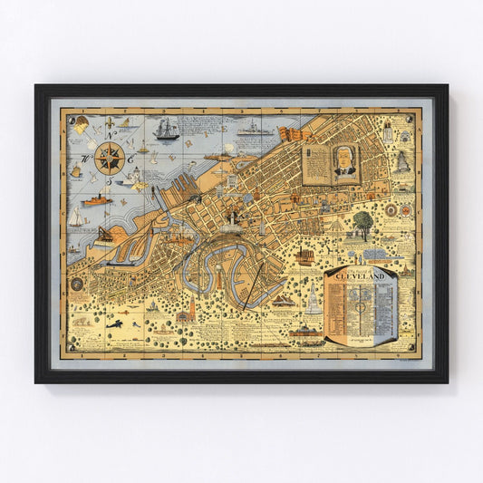 Vintage Map of Cleveland, Ohio 1928