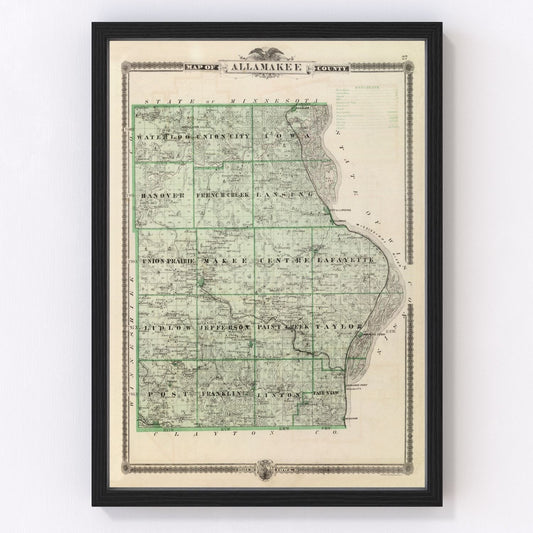 Vintage Map of Alamakee County, Iowa 1875