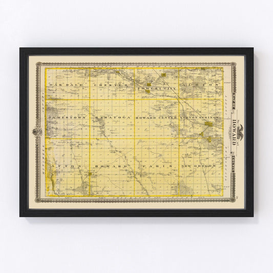 Vintage Map of Howard County, Iowa 1875
