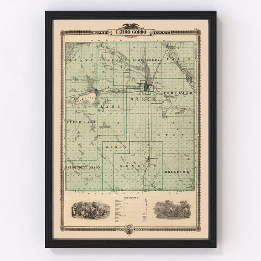 Vintage Map of Cerro Gordo County, Iowa 1875