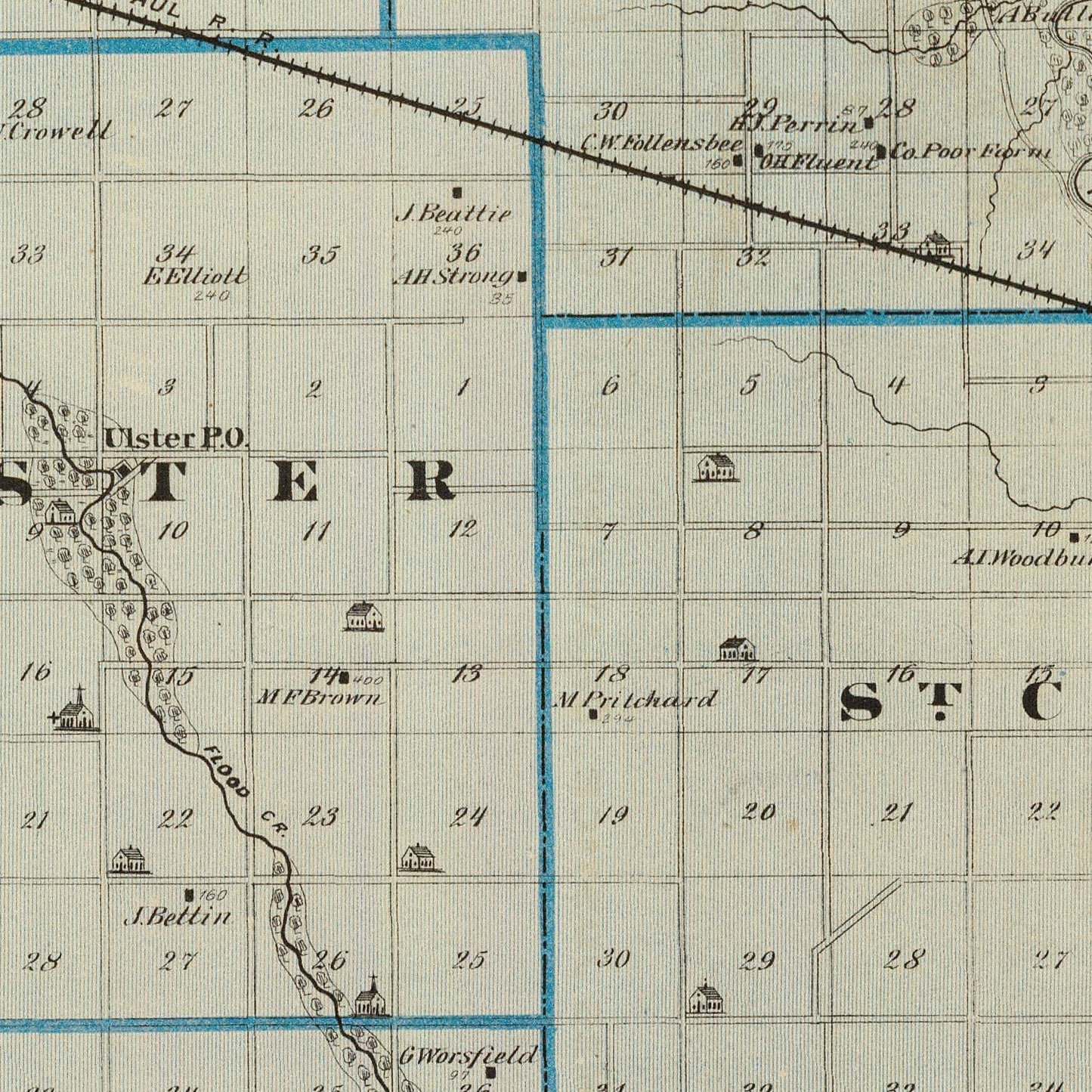 Vintage Map of Floyd County, Iowa 1875