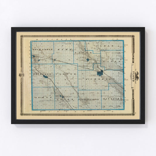 Vintage Map of Floyd County, Iowa 1875