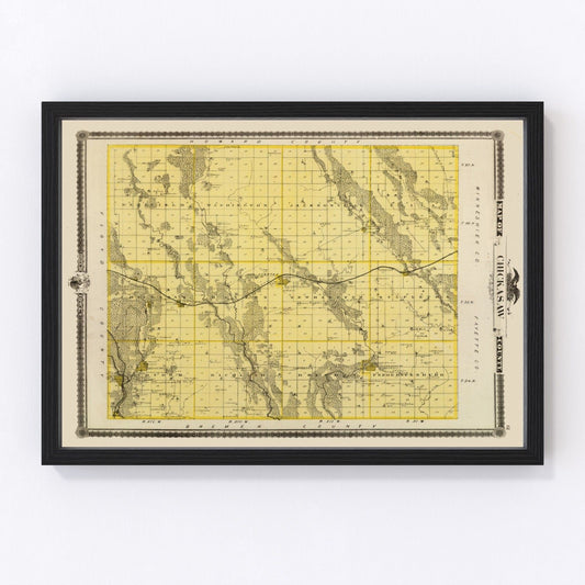 Vintage Map of Chickasaw County, Iowa 1875