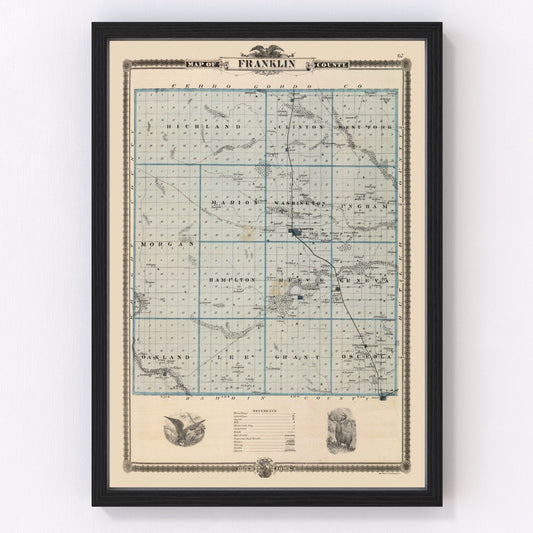 Vintage Map of Franklin County, Iowa 1875