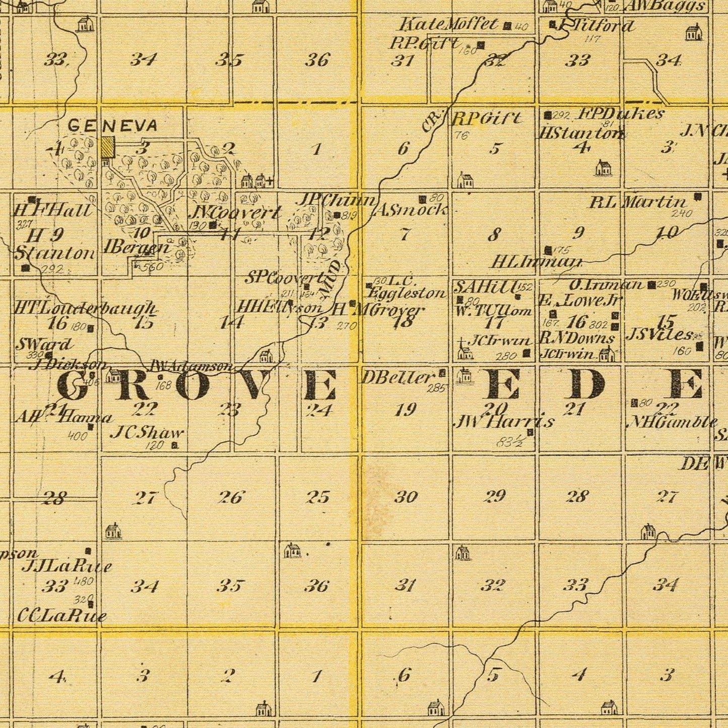 Vintage Map of Benton County, Iowa 1875