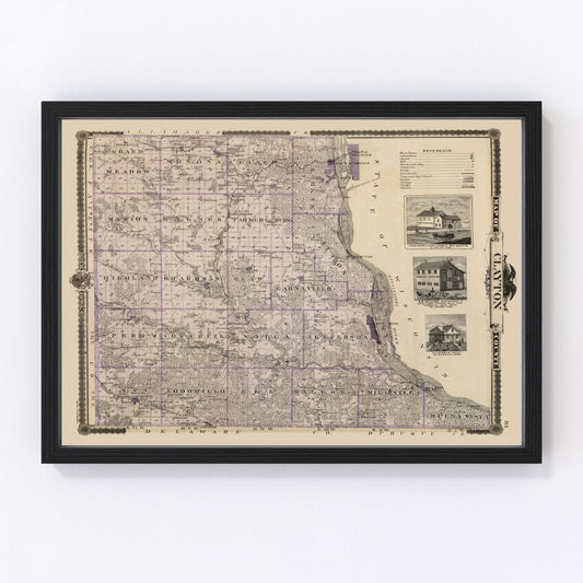 Vintage Map of Clayton County, Iowa 1875