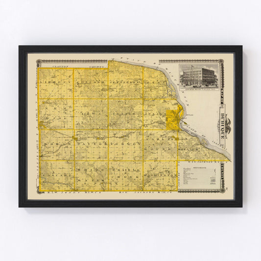 Vintage Map of Dubuque County, Iowa 1875