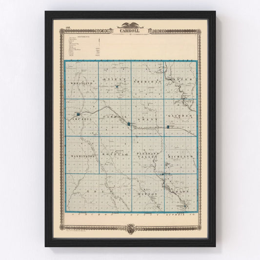 Vintage Map of Carroll County, Iowa 1875