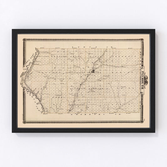 Vintage Map of Plymouth County, Iowa 1875