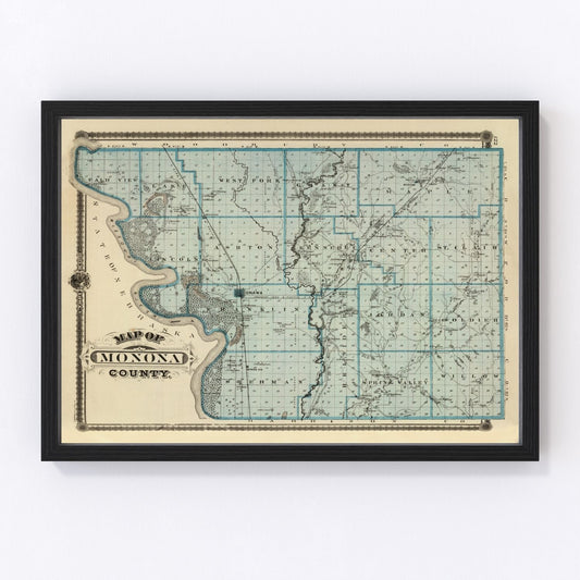 Vintage Map of Monona County, Iowa 1875