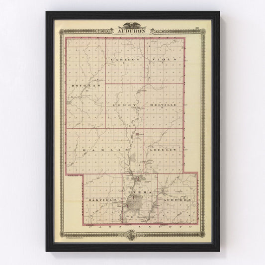 Vintage Map of Audubon County, Iowa 1875