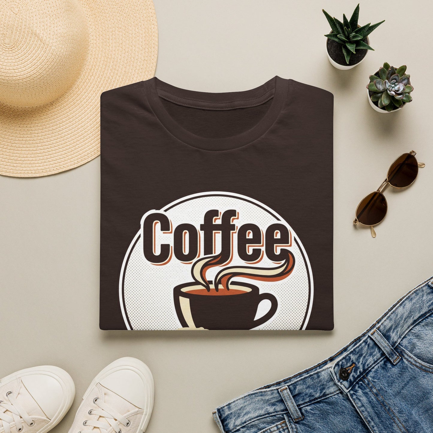 Coffee First T-Shirt — Retro Coffee Cup Graphic Tee for Coffee Lovers