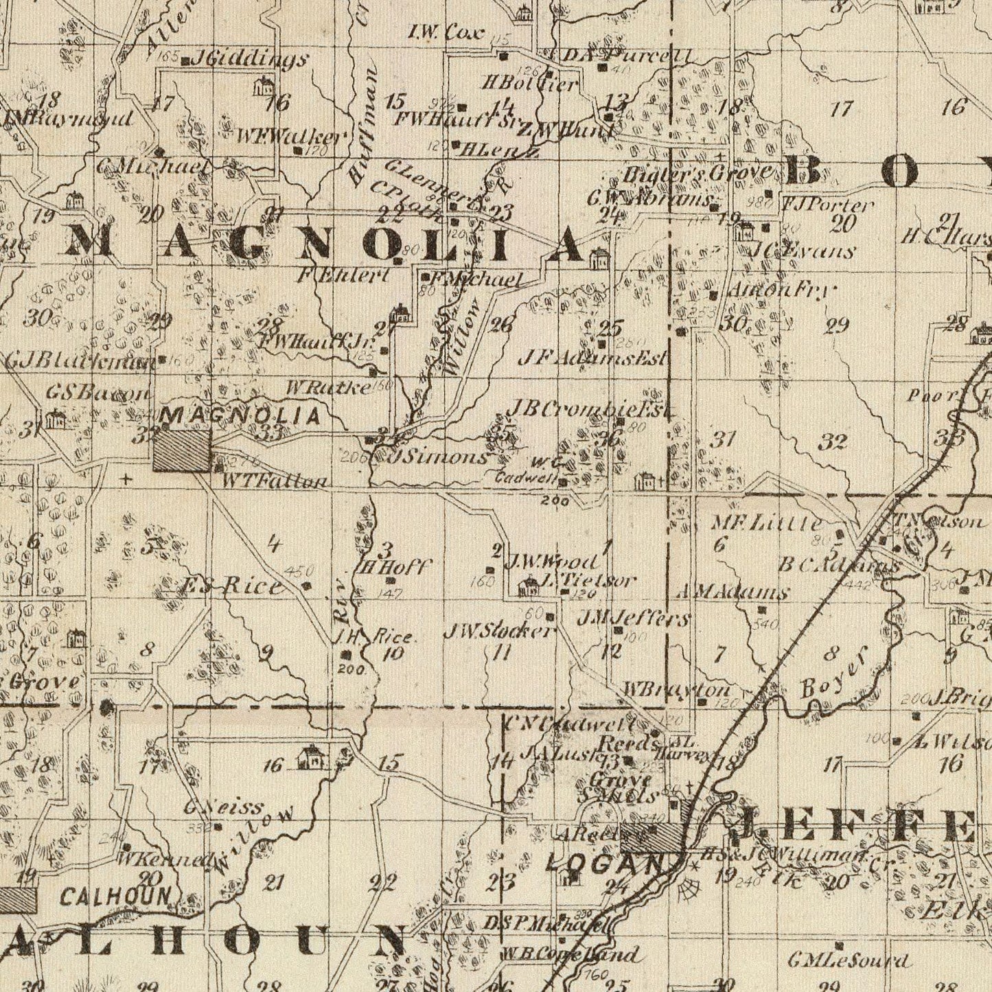Vintage Map of Harrison County, Iowa 1875
