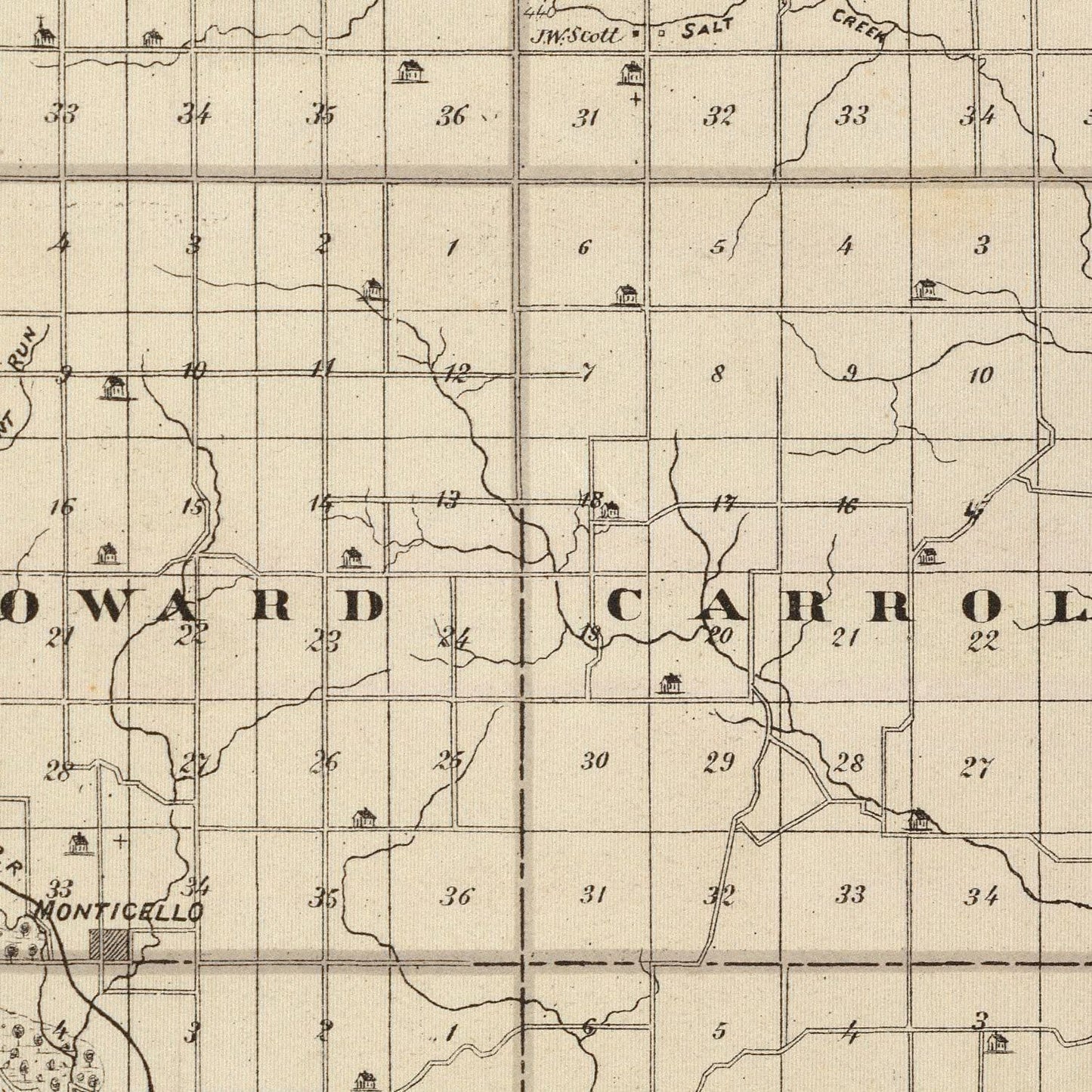 Vintage Map of Tama County, Iowa 1875