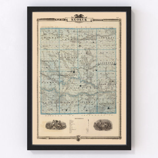 Vintage Map of Keokuk County, Iowa 1875