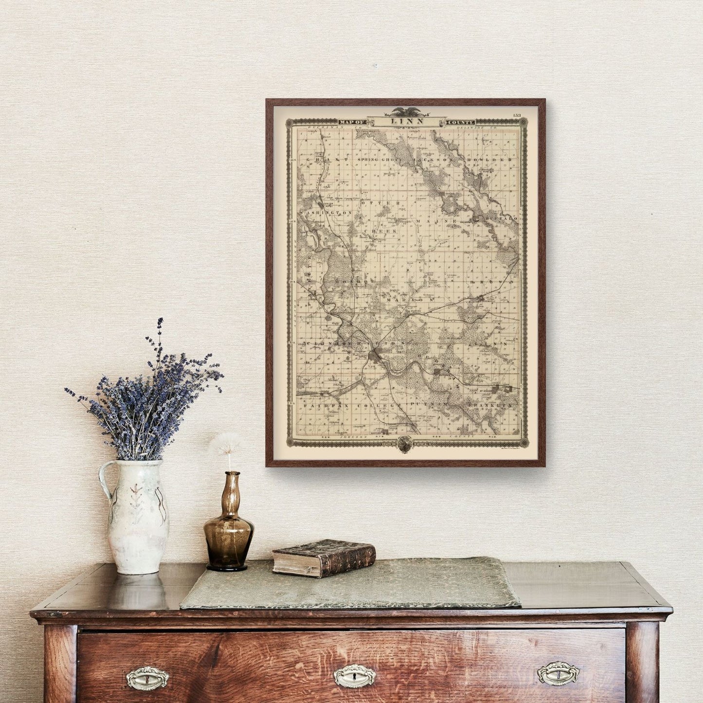 Vintage Map of Linn County, Iowa 1875