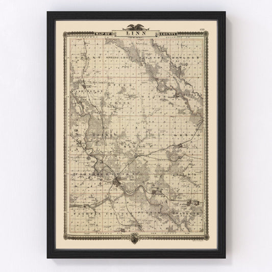 Vintage Map of Linn County, Iowa 1875