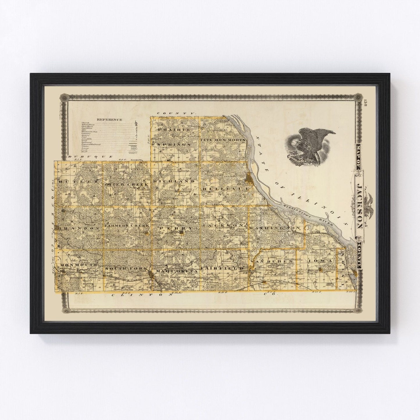 Vintage Map of Jackson County, Iowa 1875