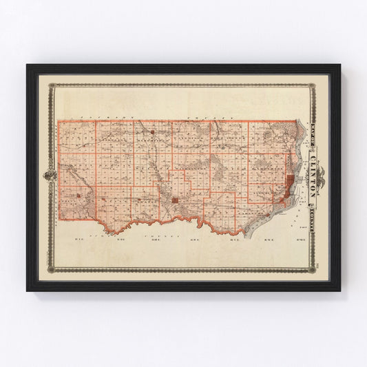Vintage Map of Clinton County, Iowa 1875