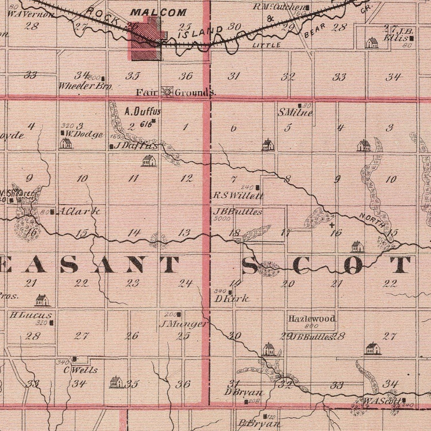 Vintage Map of Poweshiek County, Iowa 1875