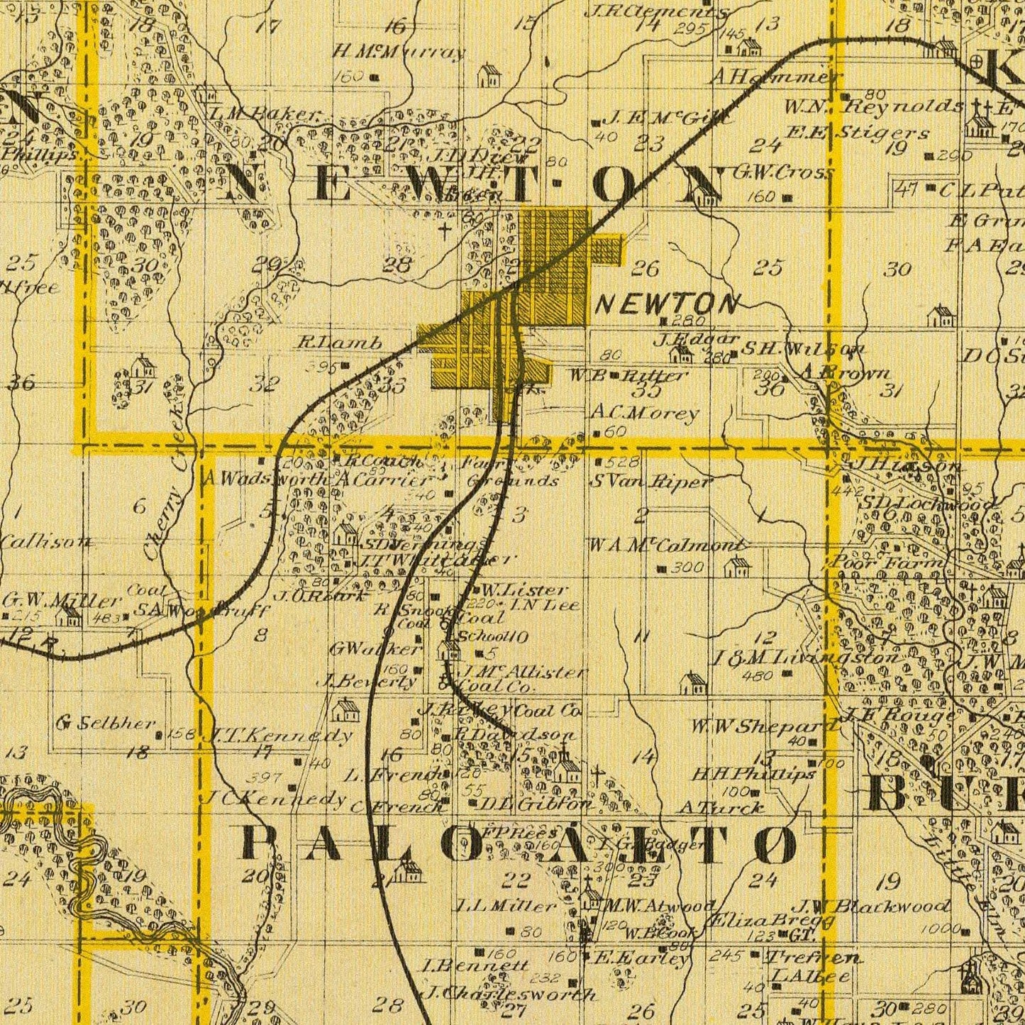 Vintage Map of Jasper County, Iowa 1875