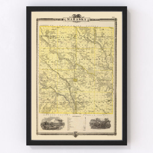 Vintage Map of Mahaska County, Iowa 1875