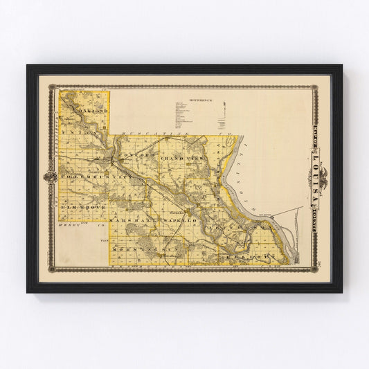 Vintage Map of Louisa County, Iowa 1875
