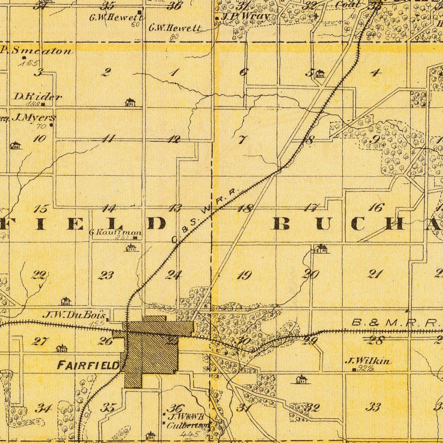 Vintage Map of Jefferson County, Iowa 1875