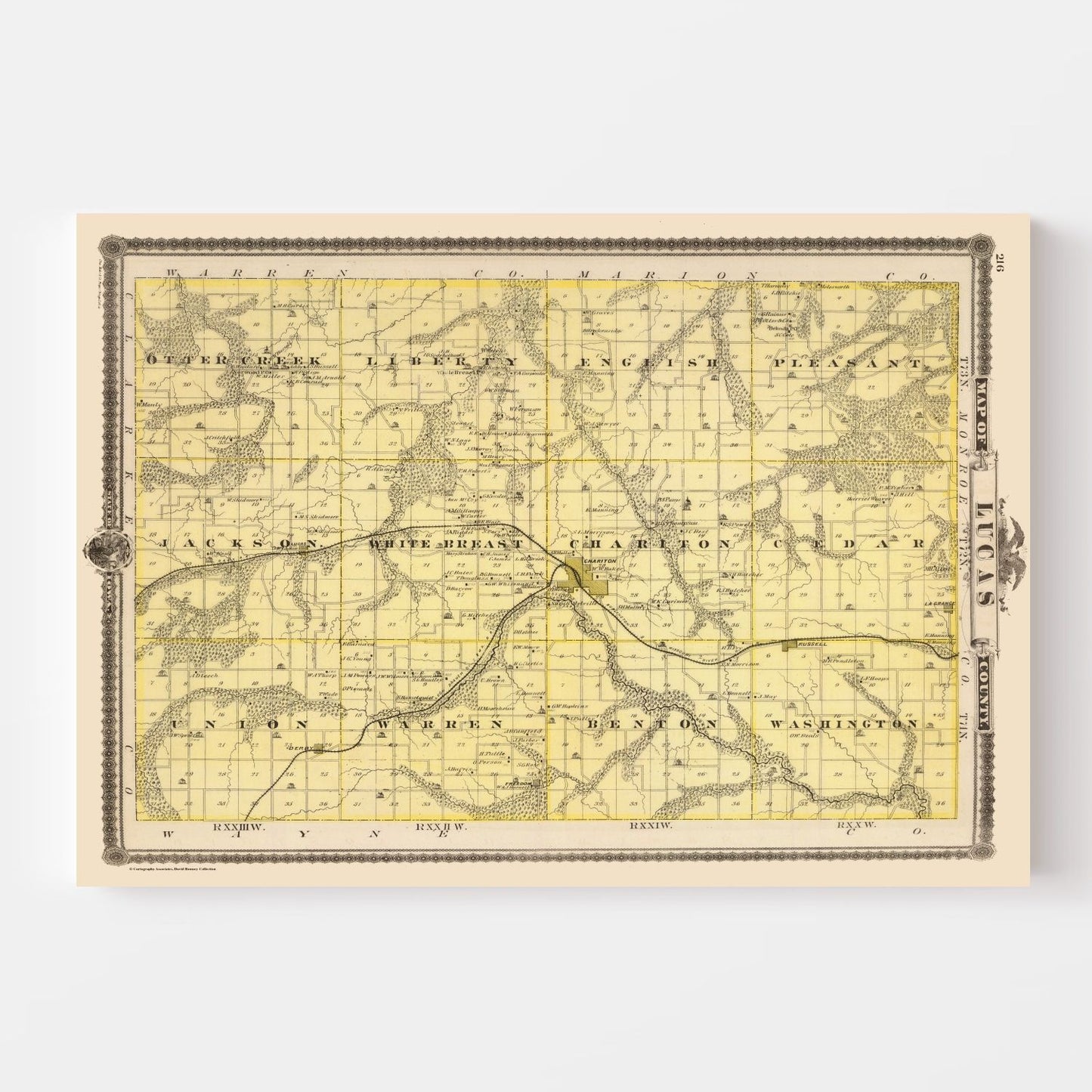 Vintage Map of Lucas County, Iowa 1875