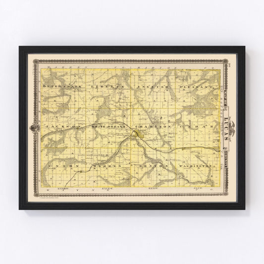 Vintage Map of Lucas County, Iowa 1875