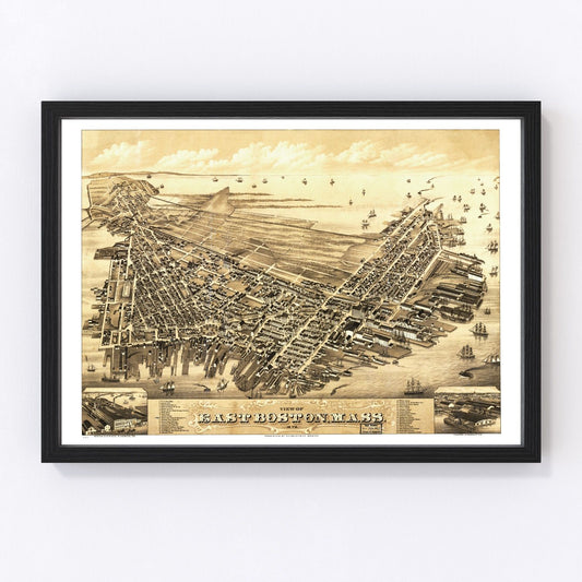 Vintage Map of Boston, Massachusetts 1879