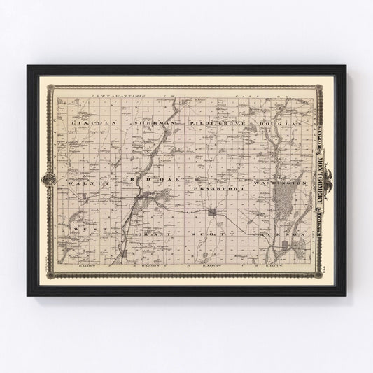 Vintage Map of Montgomery County, Iowa 1875