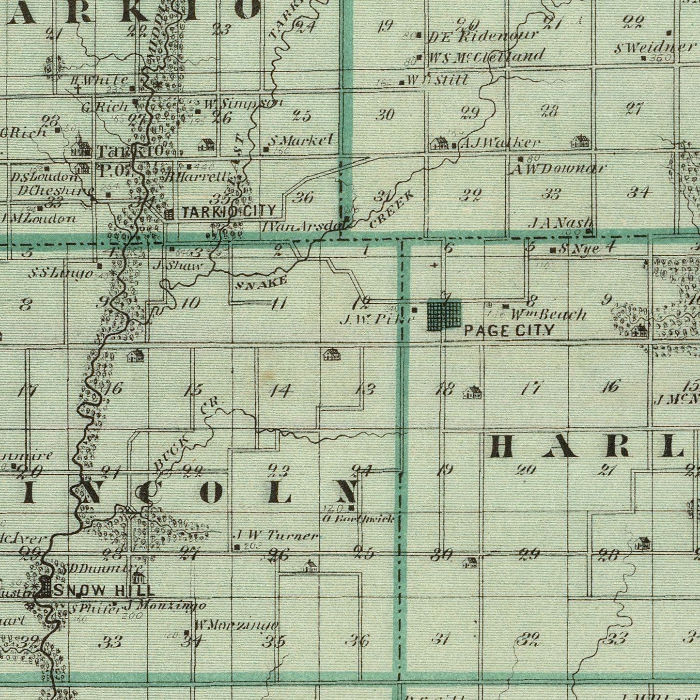 Vintage Map of Page County, Iowa 1875