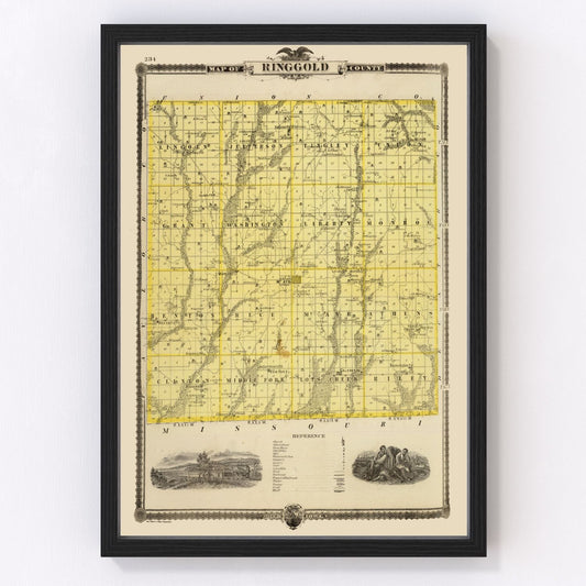 Vintage Map of Ringgold County, Iowa 1875