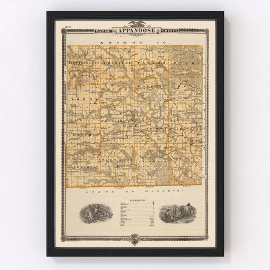 Vintage Map of Appanoose County, Iowa 1875