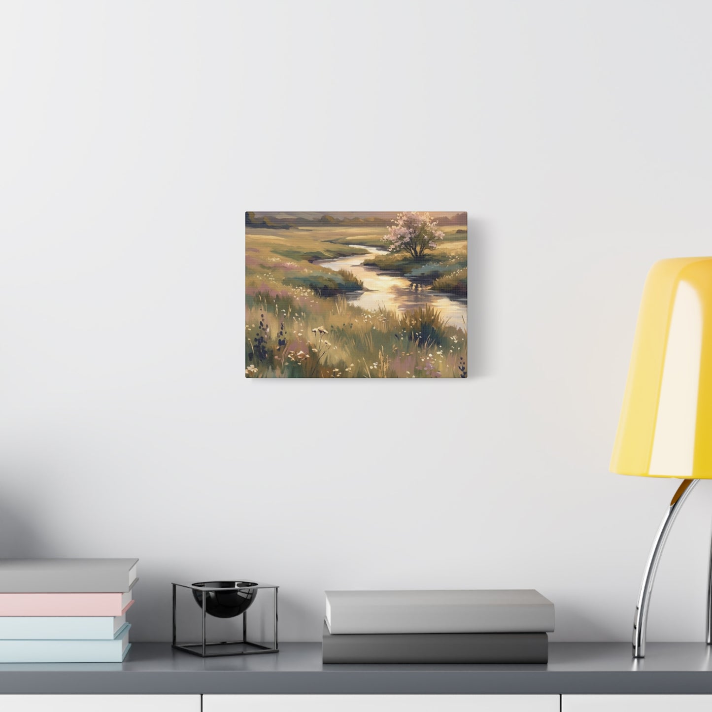 Serene Meadow Stream Matte Canvas Art — Stretched Wall Decor