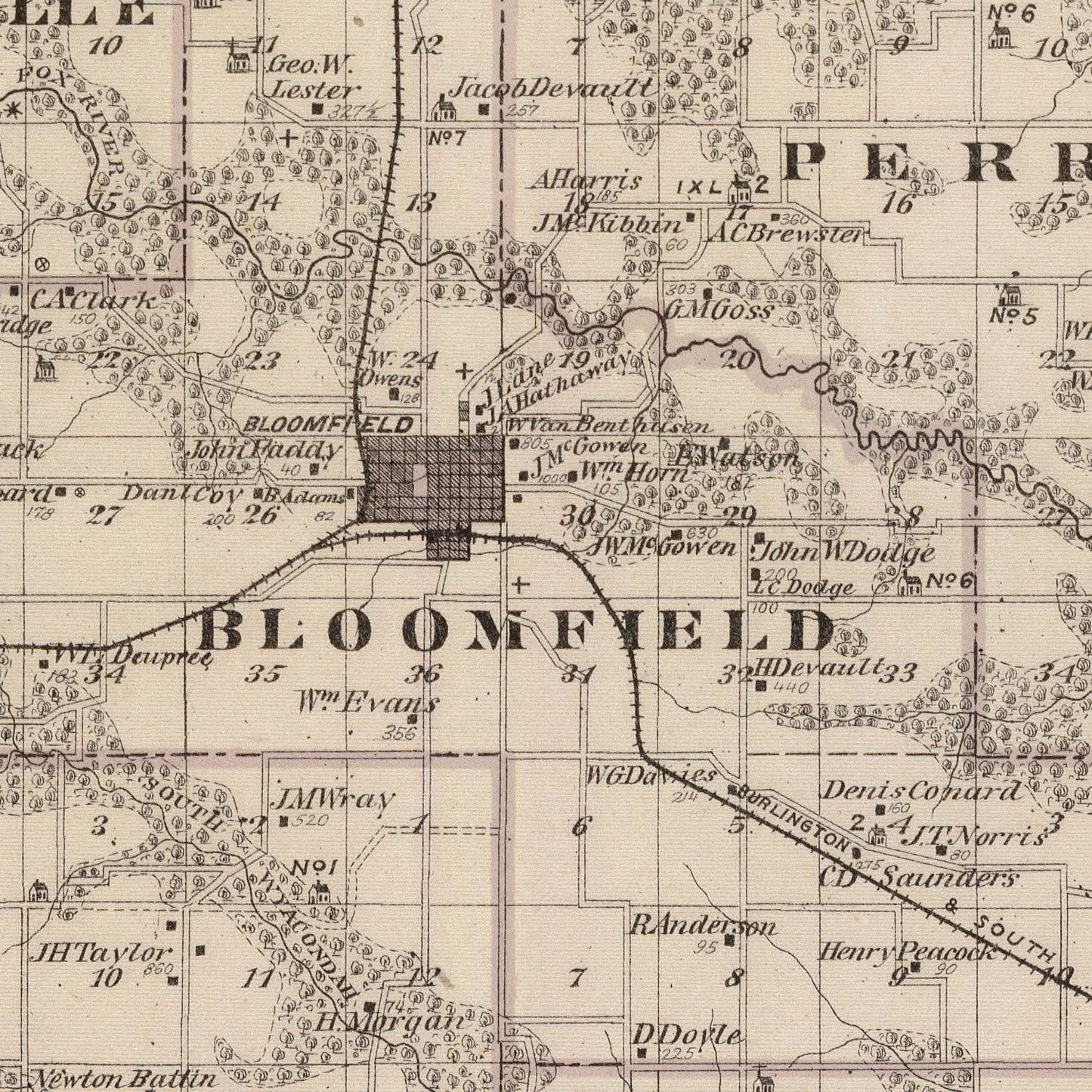 Vintage Map of Davis County, Iowa 1875