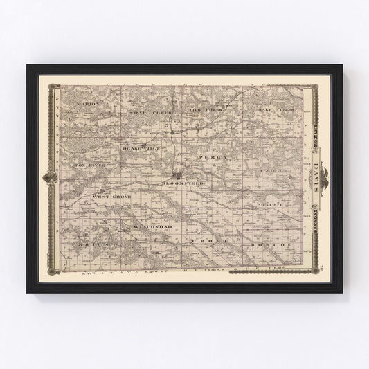 Vintage Map of Davis County, Iowa 1875