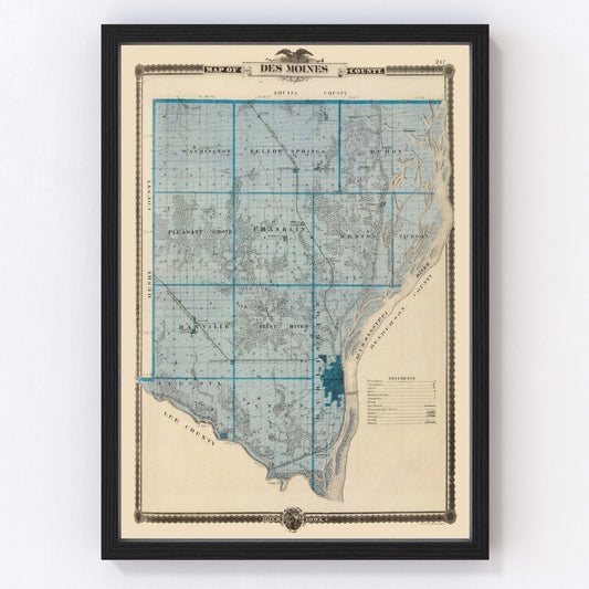 Vintage Map of Des Moines County, Iowa 1875