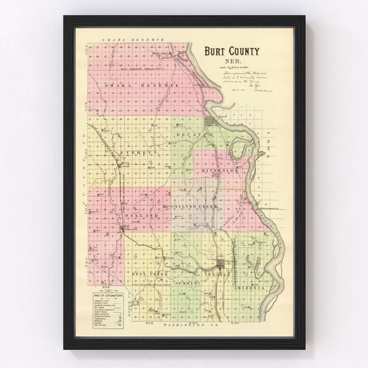 Vintage Map of Burt County, Nebraska 1885
