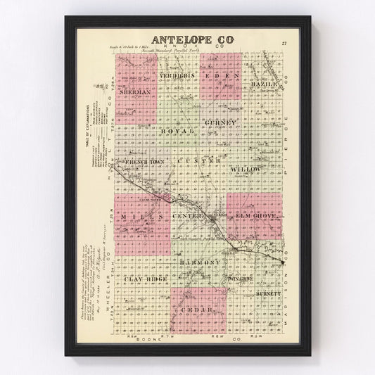 Vintage Map of Antelope County, Nebraska 1885