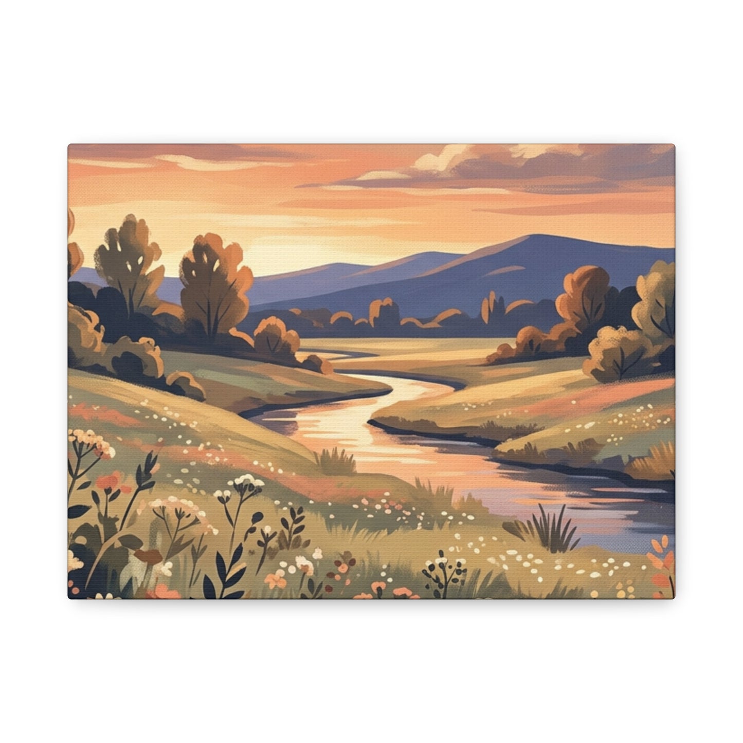 Sunset Meadow Canvas Wall Art