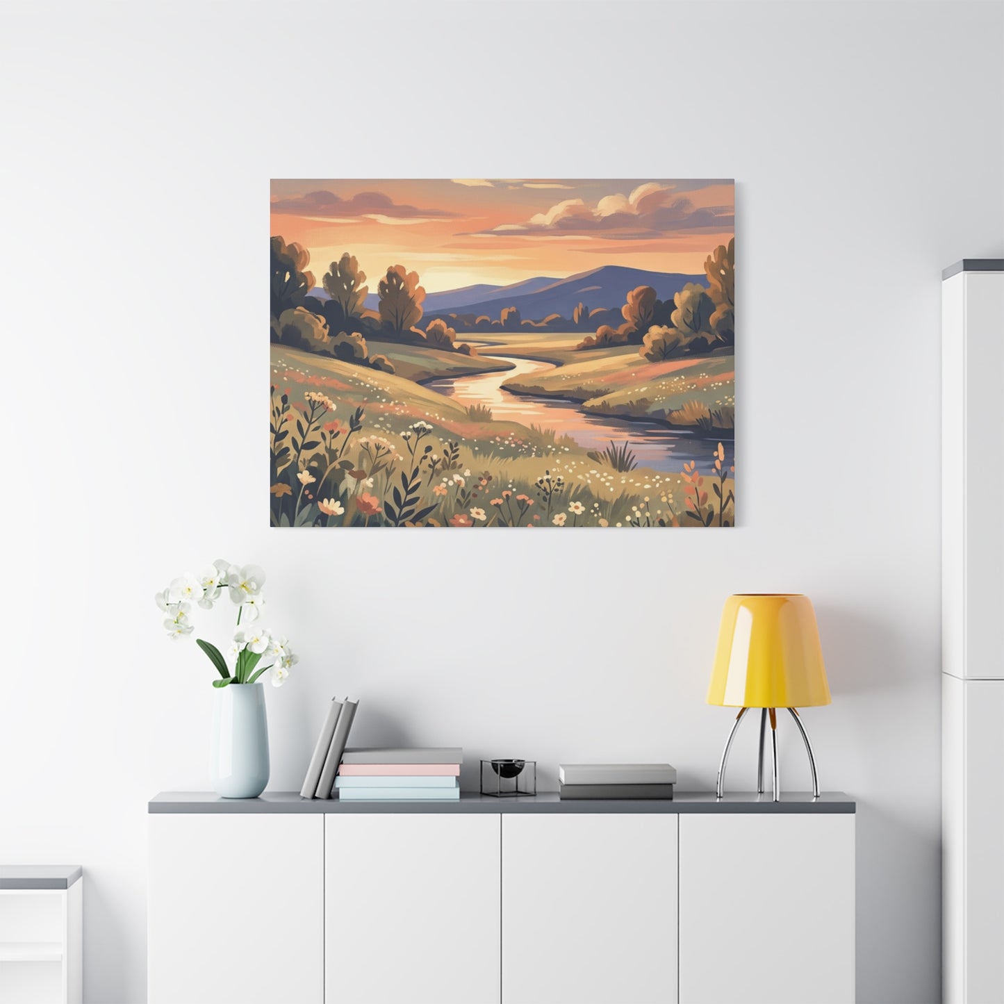 Sunset Meadow Canvas Wall Art