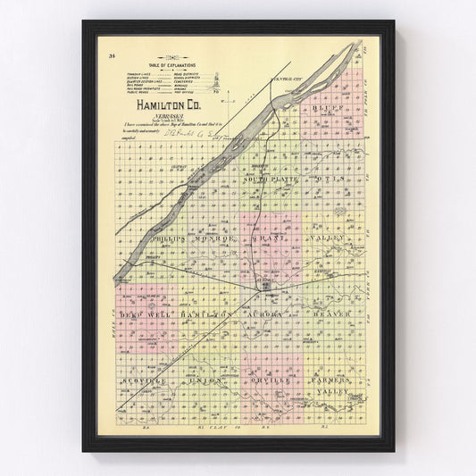 Vintage Map of Hamilton County, Nebraska 1885