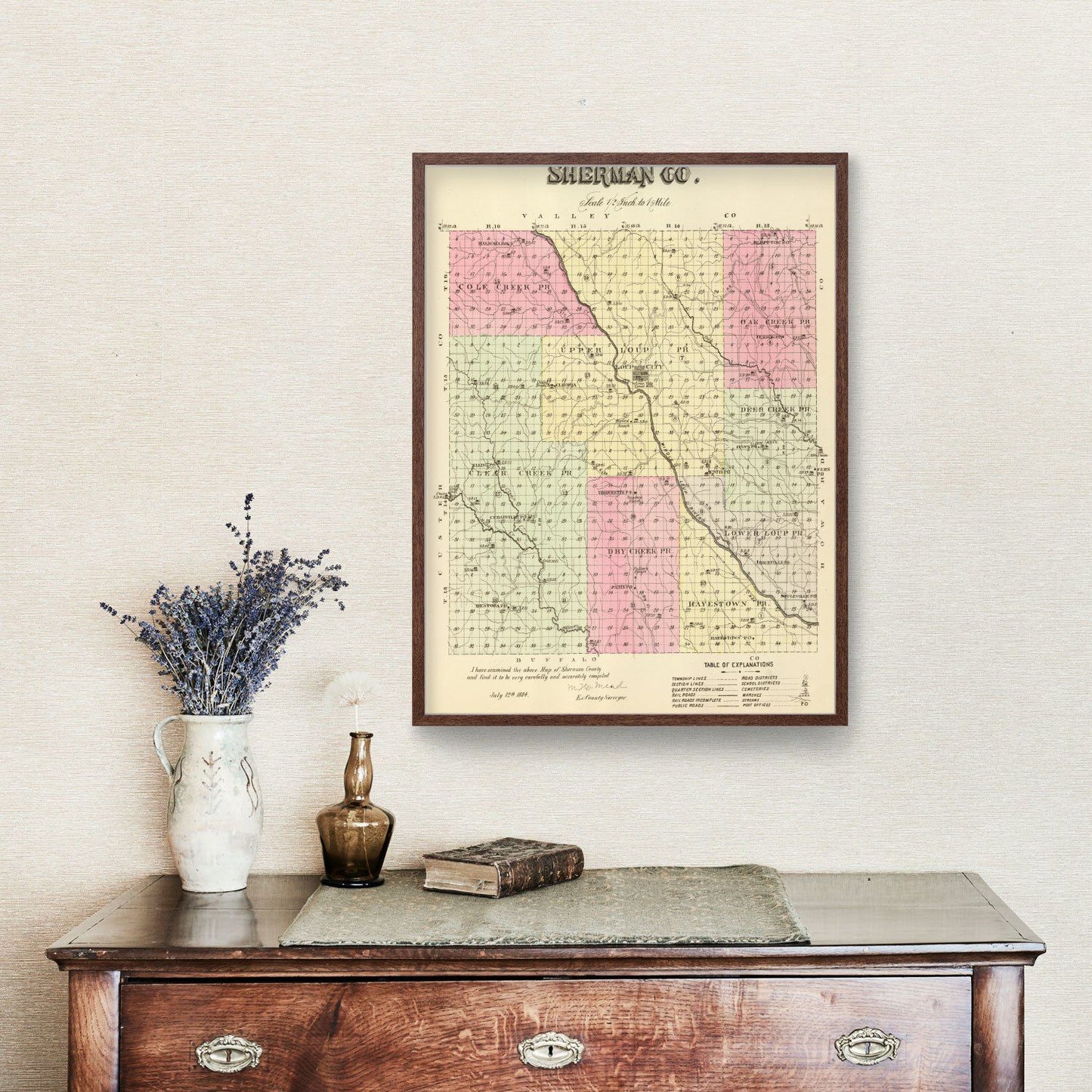 Vintage Map of Sherman County, Nebraska 1885