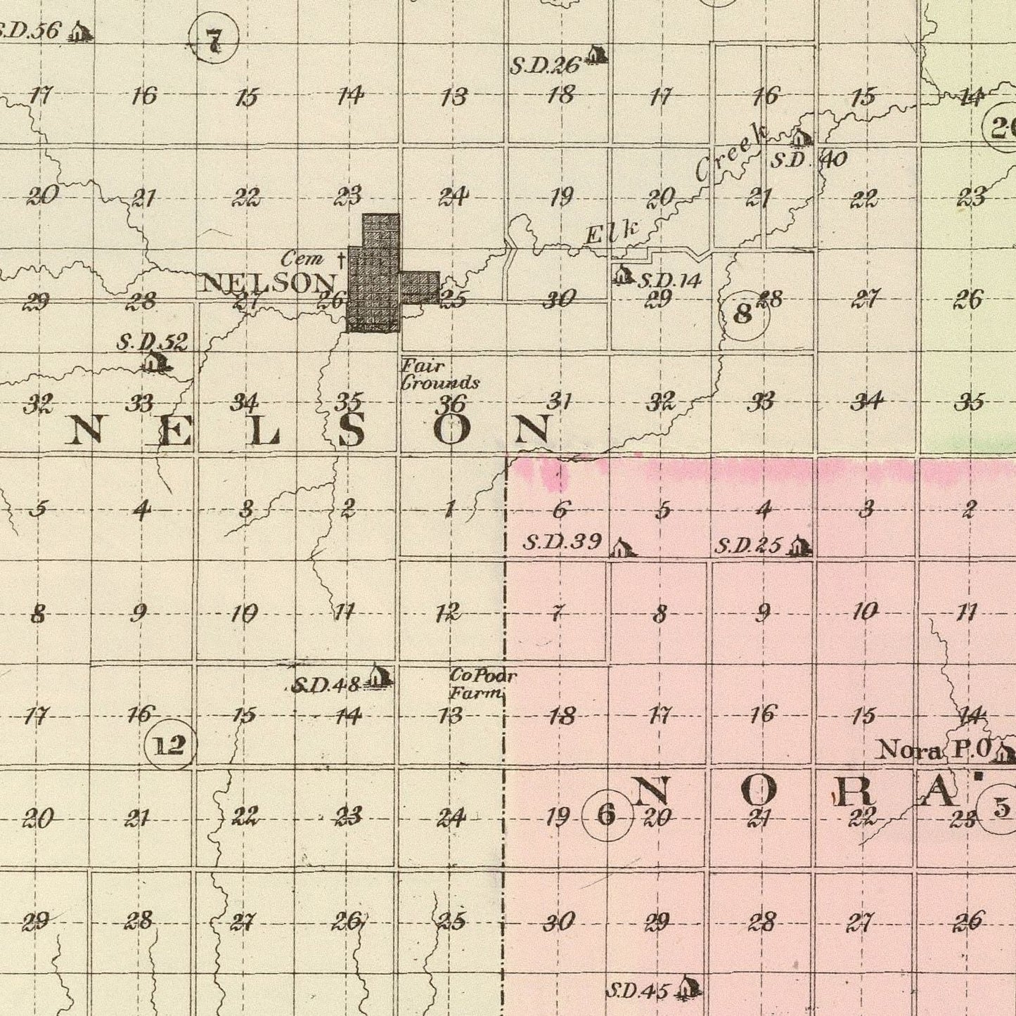Vintage Map of Nuckolls County, Nebraska 1885